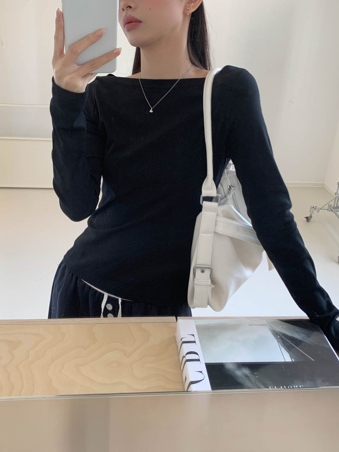 Women's Boat Neck Long Sleeve Slim Fit Top – Solid Basic Stretch Tee