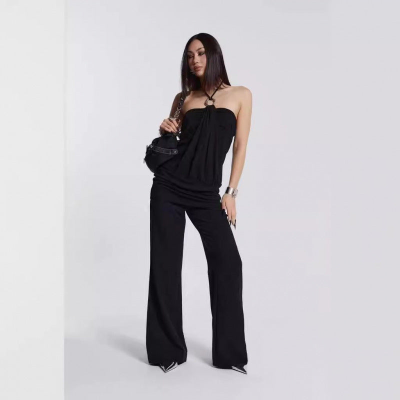 Women’s Strapless Draped Mini Dress with Metal Ring Detail – Bodycon Party Dress